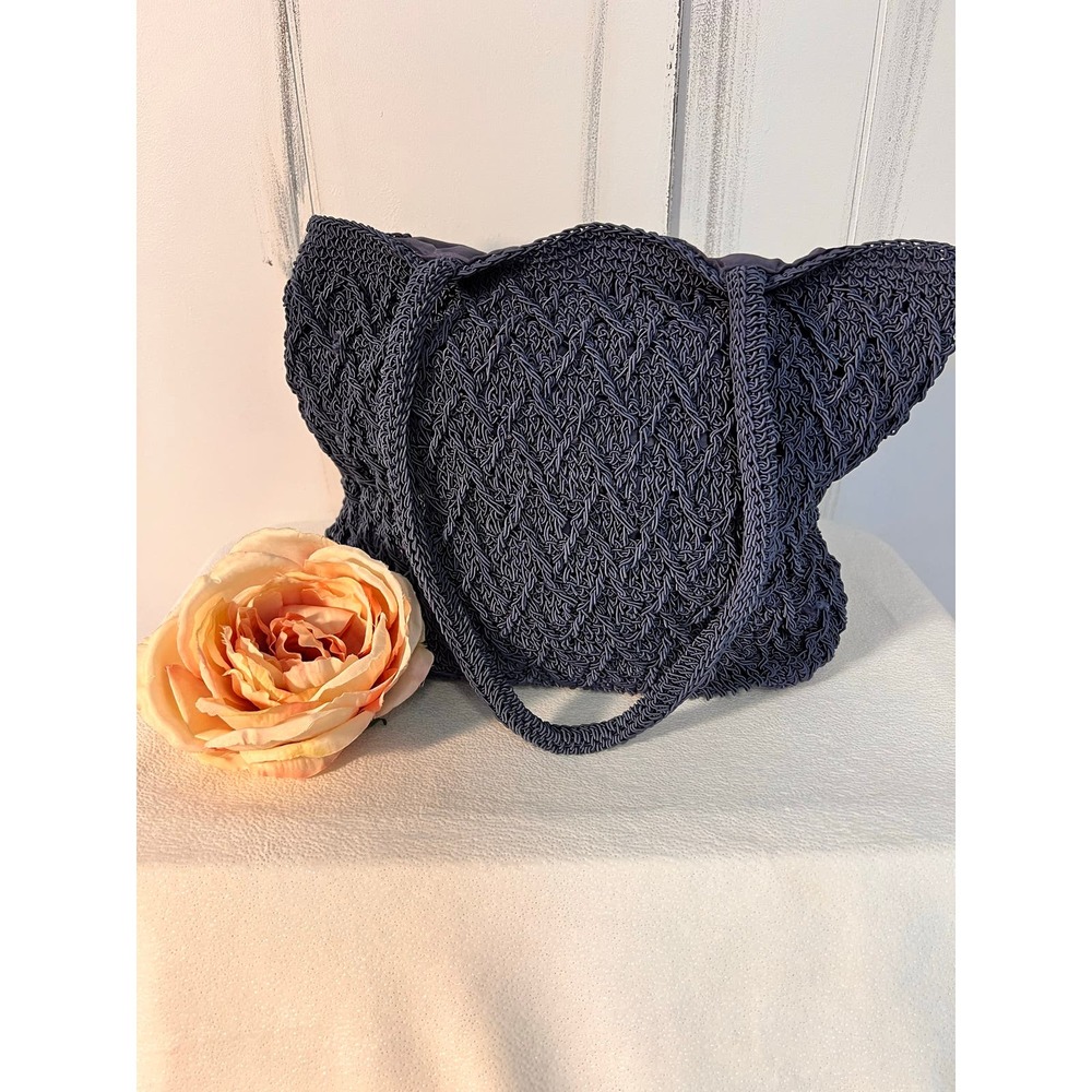 Blue Purse Macrame Stle Shoulder Bag Purse